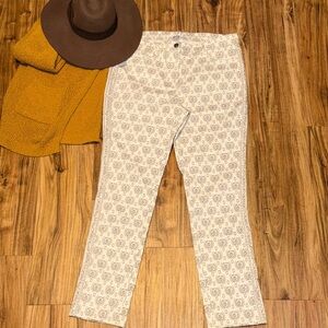 VENUS women’s 14 large pants cream beige tan pattern slack chunk stretch  nwot